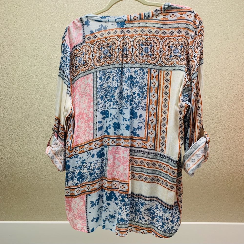 DANIEL RAINN Handkerchief Print Peasant Boho Blouse XXL - Picture 11 of 14